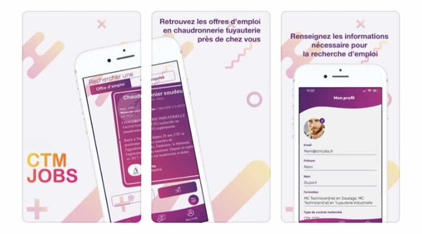 Visuel de l'application CTM Jobs du SNCT