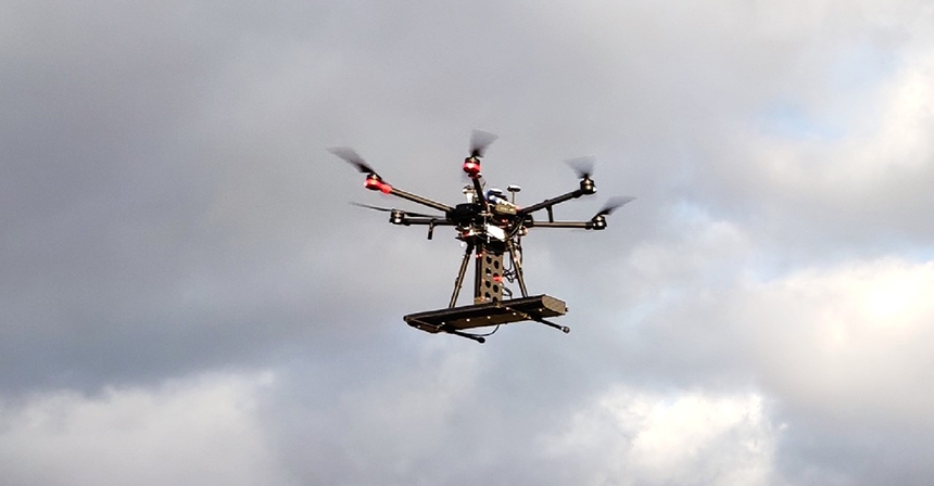 La solution d'inspection magnétique de Skipper NDT embarquée sur un drone. ©Skipper NDT