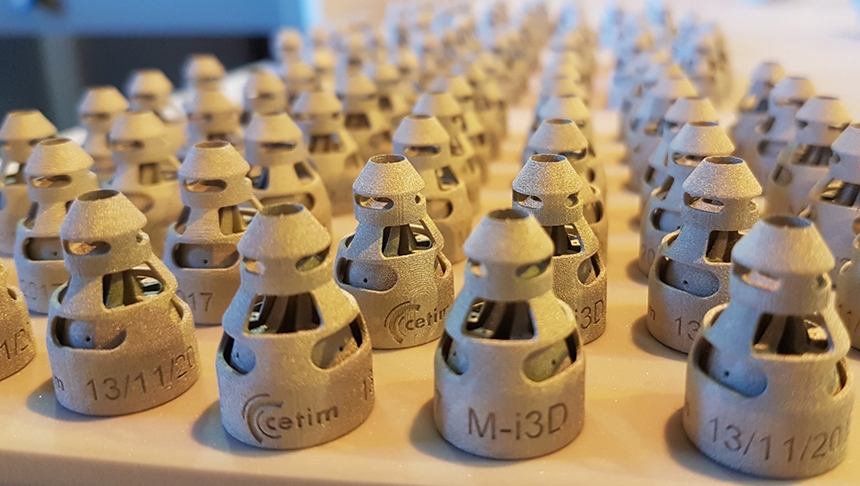Série de pièces produites en fabrication additive ©Cetim