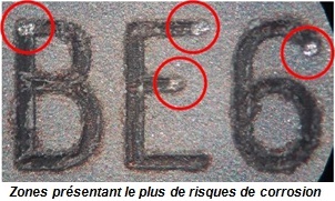 Zones présentant le plus de risques de corrosion