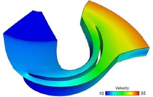 Cavitation : visualisation de l’écoulement dans un canal interaube (Source : EDF R&D)