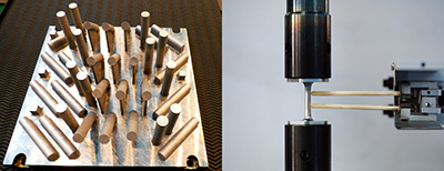 Pièces sur plateau et exemple d'essai en fabrication additive Pièces sur plateau et exemple d'essai en fabrication additive